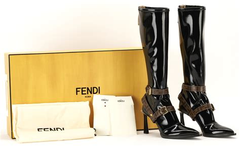 fendi boots heels|Fendi patent knee high boots.